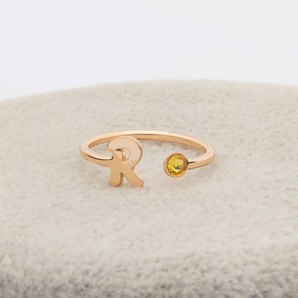 600. Engraved Letter Ring- 925 Sliver