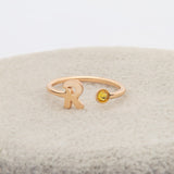 600. Engraved Letter Ring- 925 Sliver