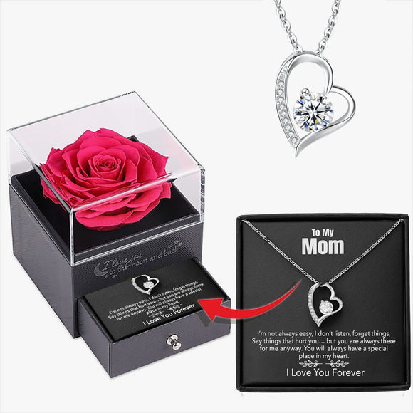 665. Rose Box with Hearts Necklace