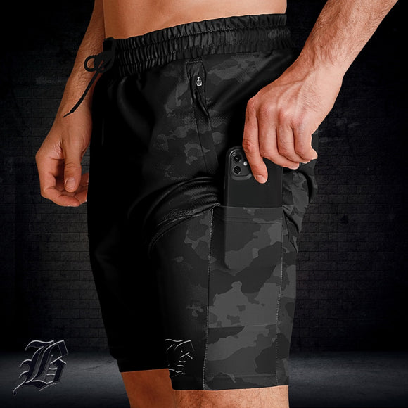 UYG BLACK CAMO EDITION - Mens 2-in-1 Shorts