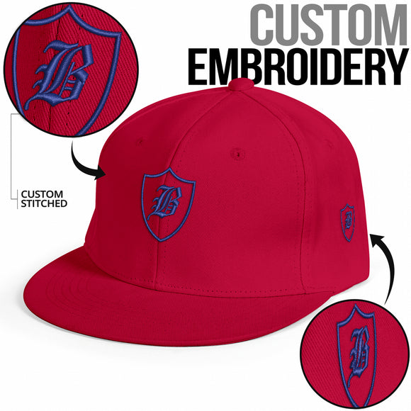 SNAP BACK EMBROIDED HAT - RED BLUE