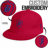 SNAP BACK EMBROIDED HAT - RED BLUE