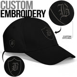 SNAP BACK EMBROIDED CURVED BRIM - BLACK/BLACK
