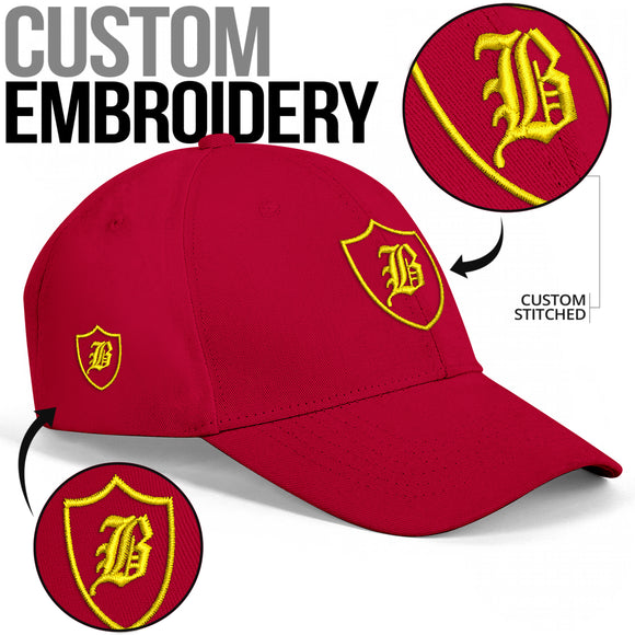 SNAP BACK EMBROIDED CURVED BRIM - RED/YELLOW