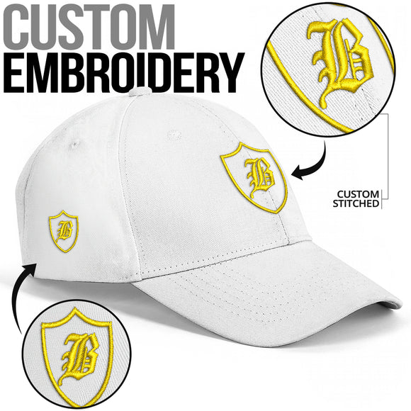 SNAP BACK EMBROIDED CURVED BRIM - WHITE/YELLOW