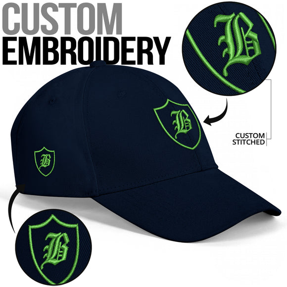 SNAP BACK EMBROIDED CURVED BRIM - BLUE/GREEN