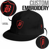 SNAP BACK EMBROIDED HAT - BLACK/PINK