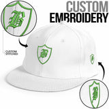 SNAP BACK EMBROIDED HAT - WHITE/GREEN