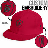 SNAP BACK EMBROIDED HAT - RED/BLACK
