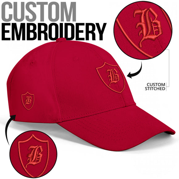 SNAP BACK EMBROIDED CURVED BRIM - RED/RED