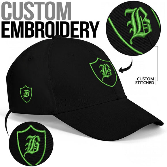 SNAP BACK EMBROIDED CURVED BRIM - BLACK/GREEN