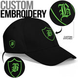 SNAP BACK EMBROIDED CURVED BRIM - BLACK/GREEN