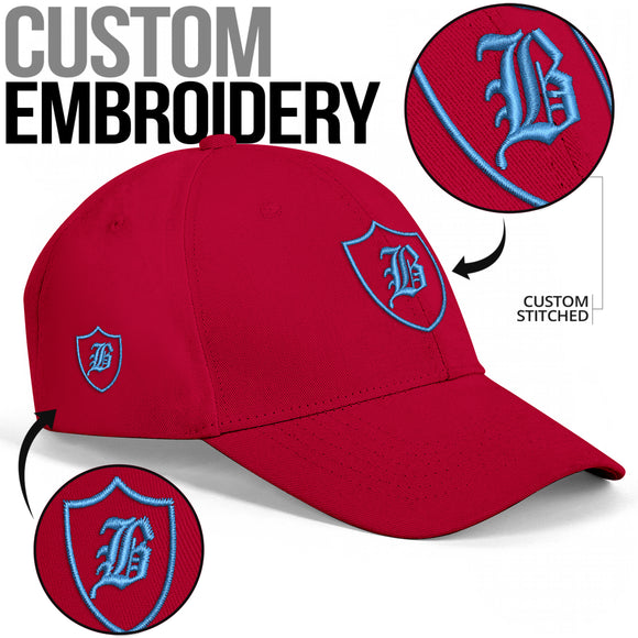SNAP BACK EMBROIDED CURVED BRIM - RED/AQUA
