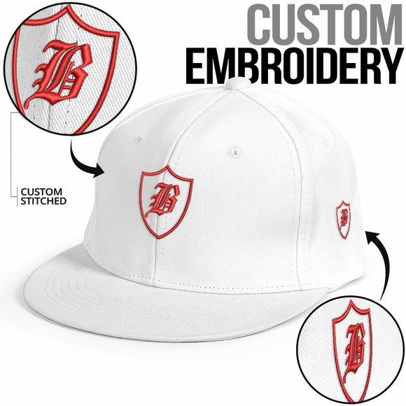 SNAP BACK EMBROIDED HAT - WHITE/PINK