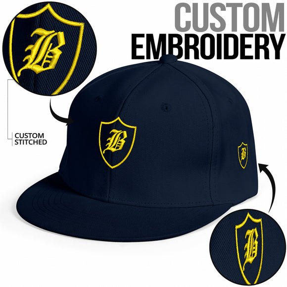 SNAP BACK EMBROIDED HAT - BLUE/YELLOW