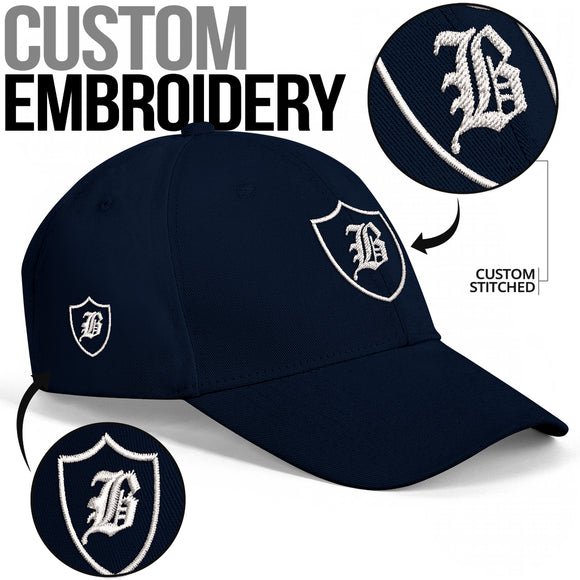 SNAP BACK EMBROIDED CURVED BRIM - BLUE/WHITE