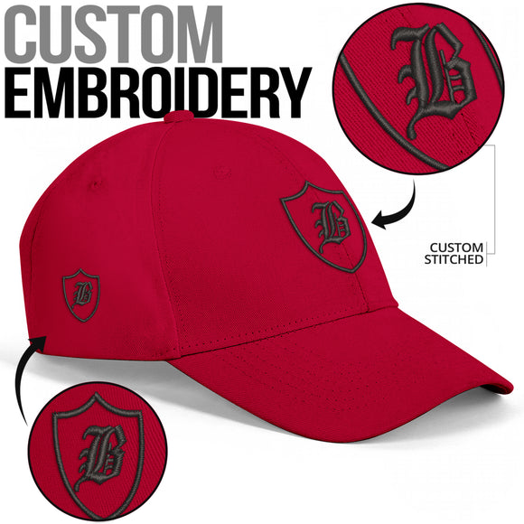 SNAP BACK EMBROIDED CURVED BRIM - RED/BLACK