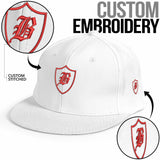 SNAP BACK EMBROIDED HAT - WHITE/RED