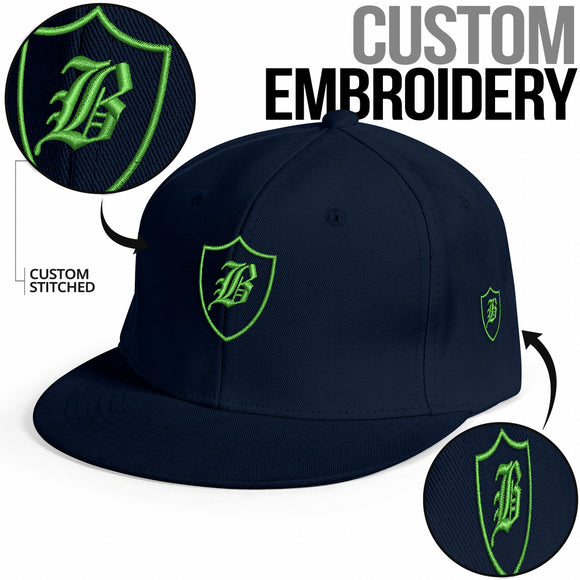 SNAP BACK EMBROIDED HAT - BLUE/GREEN