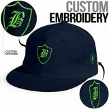 SNAP BACK EMBROIDED HAT - BLUE/GREEN
