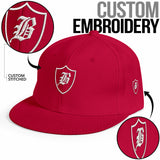 SNAP BACK EMBROIDED HAT - RED/WHITE