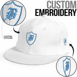 SNAP BACK EMBROIDED HAT - WHITE/AQUA
