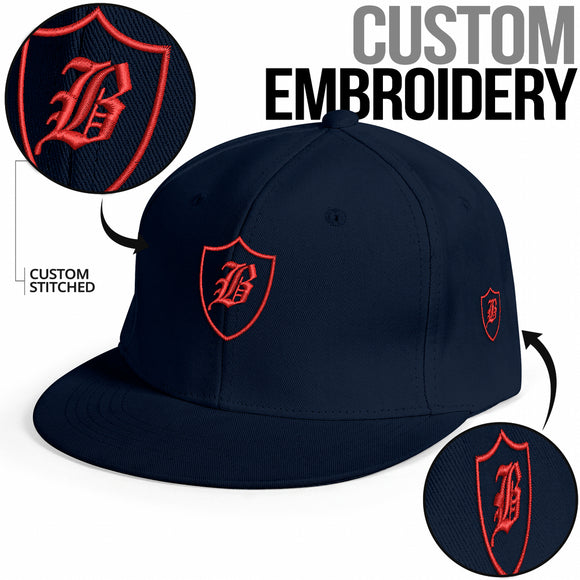 SNAP BACK EMBOIDED HAT - BLUE/RED