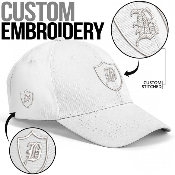 SNAP BACK EMBROIDED CURVED BRIM - WHITE/WHITE