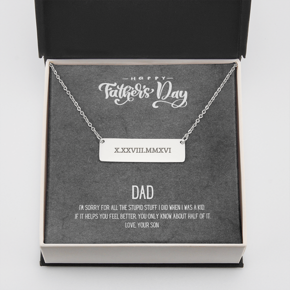 Horizontal Bar Necklace - Roman Numerals