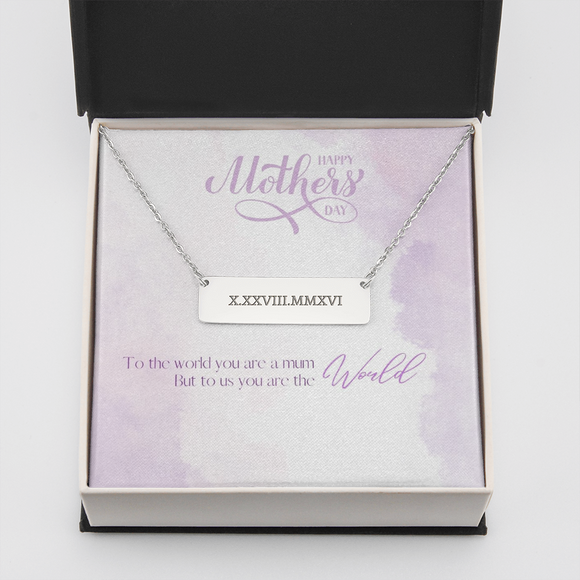 Horizontal bar necklace - Roman Numerals