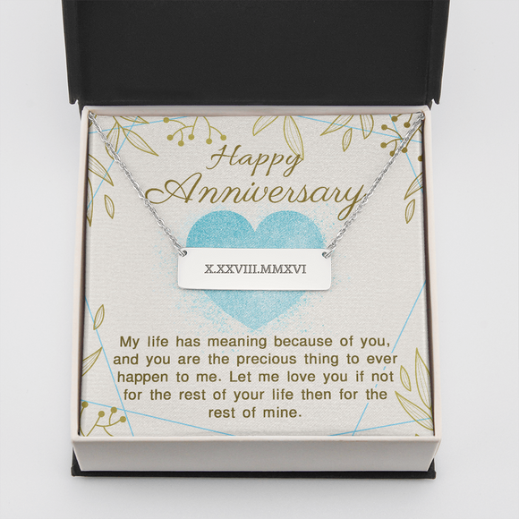 Horizontal Bar Necklace - Roman Numerals