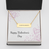 Horizontal Bar Necklace - Roman Numerals - Valentines
