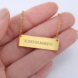 Horizontal bar necklace - Roman Numerals