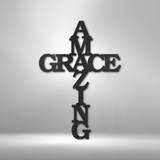 AMAZING GRACE - Steel Sign Cross