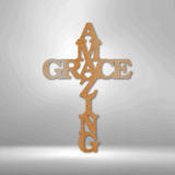 AMAZING GRACE - Steel Sign Cross