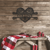FANCY HEART MONOGRAM - Steel Sign