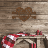 FANCY HEART MONOGRAM - Steel Sign