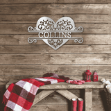 FANCY HEART MONOGRAM - Steel Sign