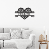 FANCY HEART MONOGRAM - Steel Sign