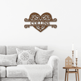FANCY HEART MONOGRAM - Steel Sign
