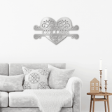 FANCY HEART MONOGRAM - Steel Sign
