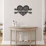 FANCY HEART MONOGRAM - Steel Sign