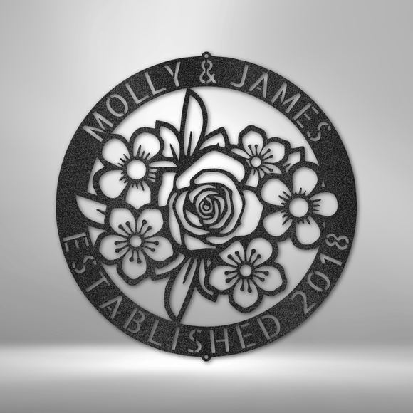 FLORAL RING MONOGRAM - Steel Sign