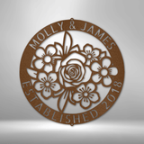 FLORAL RING MONOGRAM - Steel Sign
