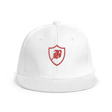 SNAP BACK EMBROIDED HAT - WHITE/RED