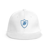 SNAP BACK EMBROIDED HAT - WHITE/AQUA