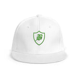 SNAP BACK EMBROIDED HAT - WHITE/GREEN