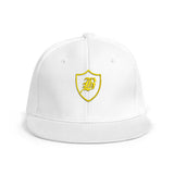 SNAP BACK EMBROIDED HAT - WHITE/YELLOW
