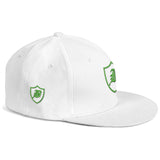 SNAP BACK EMBROIDED HAT - WHITE/GREEN