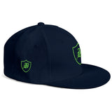 SNAP BACK EMBROIDED HAT - BLUE/GREEN